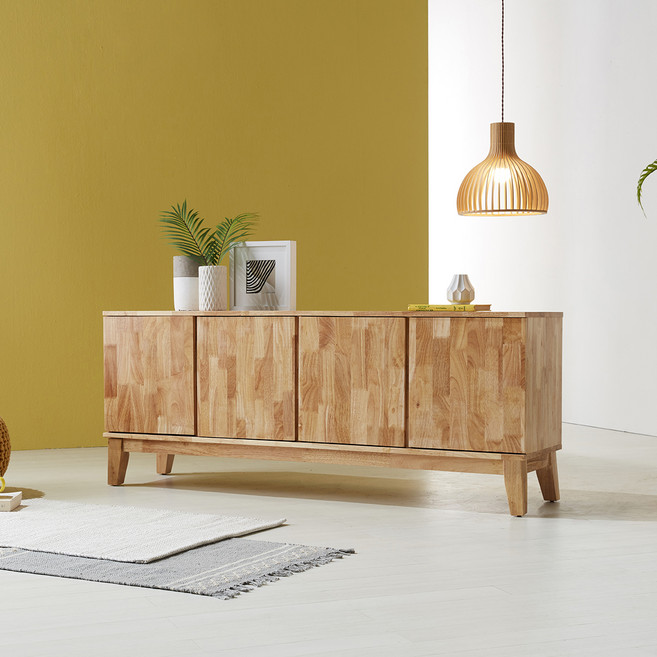 소티디자인 라곰 러버우드 원목 거실장 1600 - 내츄럴, 내추럴