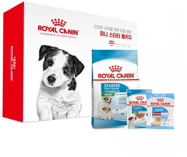 로얄캐닌 아기 강아지 미니스타터 패키지 건식 사료 습식파우치 1.67kg, 1개, 닭