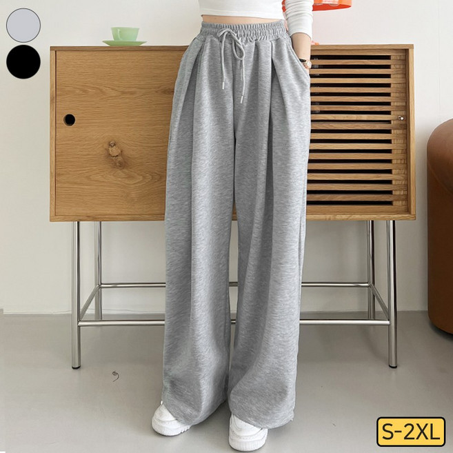 가비진 여성용 숏/롱 2단기장! 앞핀턱 와이드 트레이닝 팬츠 바지 일자와이드/조거 투웨이 키작녀 키큰녀 츄리닝 빅사이즈까지