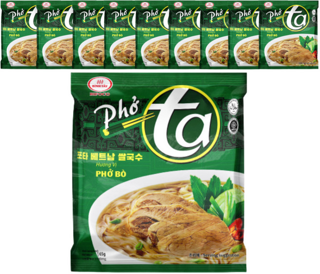 빈타이포타 베트남쌀국수 즉석쌀국수 소고기맛, 65g, 10개