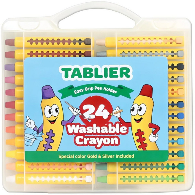 따블리에 워셔블 크레용 유아 크레파스 손에묻지않는크레용, 24색, 1세트