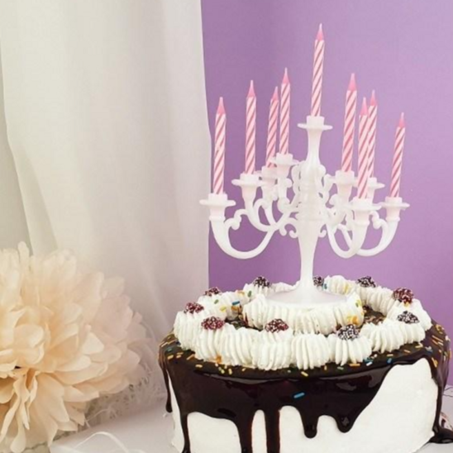 데일리어썸 샹들리에초 생일초 파티초 케이크초 샹들리에촛대 화이트, 1개