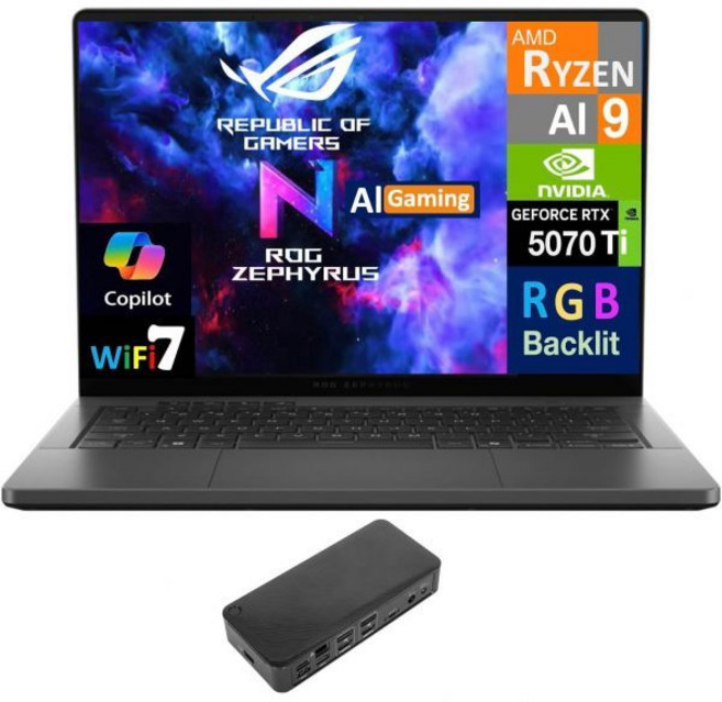 ASUS ROG 제피러스 G14 AI 게이밍 노트북 14.0" 120Hz 2.8K 디스플레이(AMD Ryzen 9 HX 370 GeForce RTX™ 5070 Ti 12GB, 32GB RAM|2TB SSD, Win11Pro, 32GB