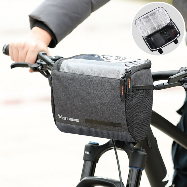 시그니처베이지 자전거 킥보드 브롬톤 미니벨로 핸들 가방 YPZ282, 1개, 그레이