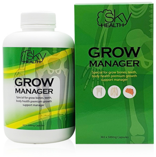 스카이헬스 그로우 매니저 365캡슐 뉴질랜드영양제 초유 징코빌로바, 2개, 365정