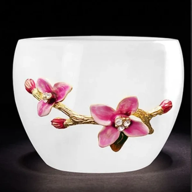 매화 난초 머그잔 대나무 국화 커피 꽃 레이디 물컵 하이 퀄리티, 01 as picture, 34 A2