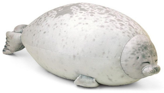 하프 물범 인형 물개 쿠션 베개 대형 일본 오사카 초소프트 봉제 귀여운 캐릭터 어린이, 눈 감은 물개