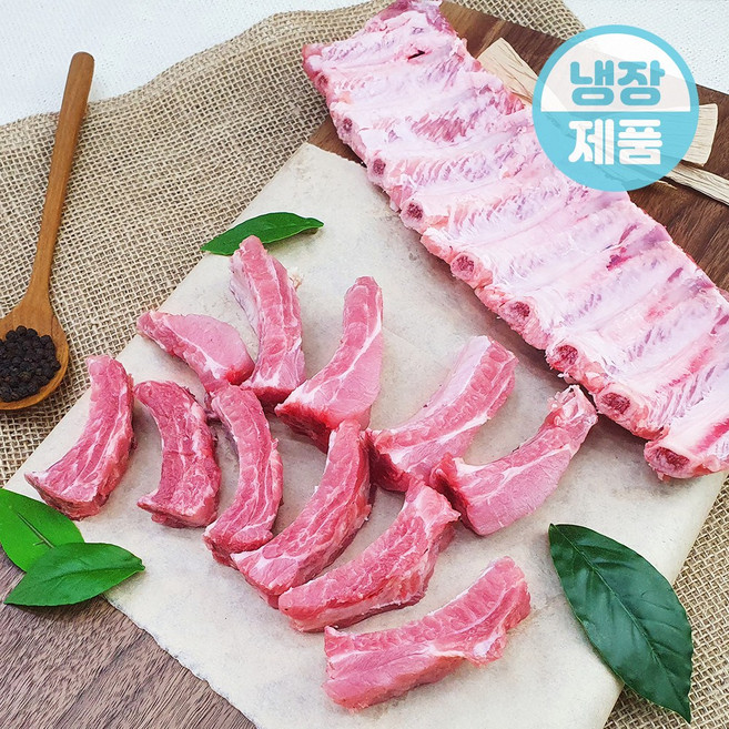 더예쁜한우 한돈 근막제거 냉장 쪽갈비 등갈비 절단 1kg ( 500g x 2ea ) 우시산한돈 냉장