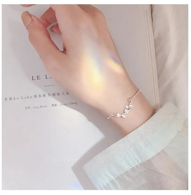 925 순은 은행잎 행운 팔찌 번영을 상징하는 은행 여성 팔찌