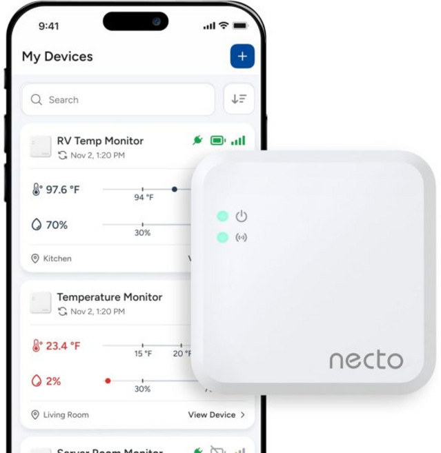 넥토 RV 반려동물 온도 모니터 WiFi 필요 없음 앱 알림이 있는 원격 정전 및 센서. 자동차 가정 안전 서버실용 셀룰러 모니터링 시스템구독, 구독 필요