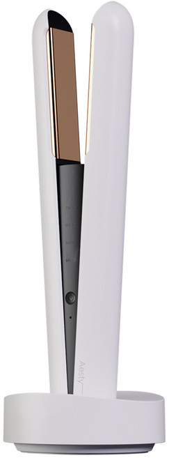 손상모전용 에스티 무선 헤어 고데기 판고데기 봉고데기 대학병원 개발 스트레이트너 풀패키지 (크래들 가죽파우치포함), 화이트 티타늄