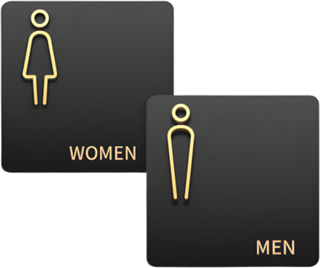 라멜리 부착형 화장실 표지판 안내판, 남+여 세트, 1개