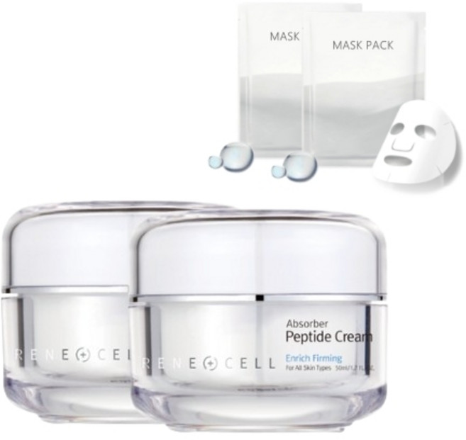 르네셀 화장품 앱소버 펩타이드 크림 50ml x 2개 (수분팩 증정) 안티에이징 멀티케어, 50g