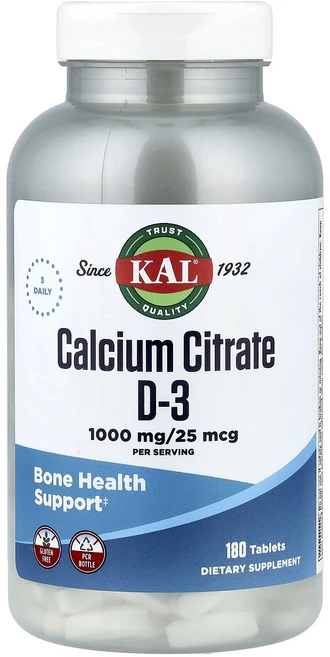 KAL 구연산 칼슘 D-3 180정, KAL 구연산 칼슘 D3 180정, 1개 - 쿠팡
