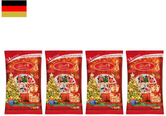 독일 Lindt 린트 테디 메리 크리스마스 초코펀 미니볼 XXL 268g 4개