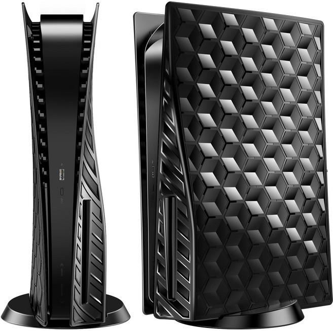 MOOROER 메인 벌집 패널 본체 스킨쉘, 1개, 블랙, PS5