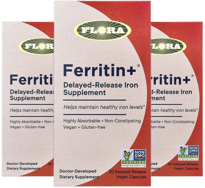 플로라 Ferritin + 철분 iron 지연 방출 베지 캡슐 30정 2+1, 30회분, 3개 - 쿠팡
