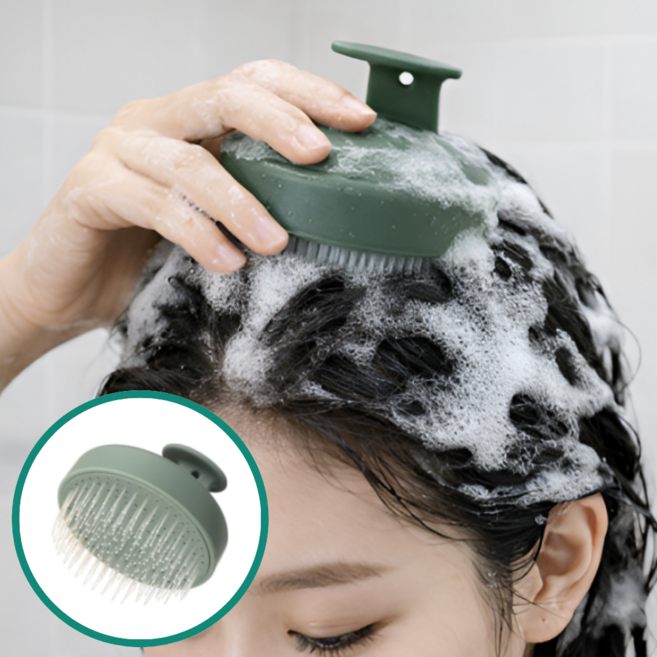 레브온 딥클렌징 프리미엄 두피 밀착 샴푸브러쉬, 1개, 올리브그린