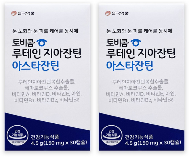 안국약품 토비콤 루테인 지아잔틴 아스타잔틴, 30정, 2개