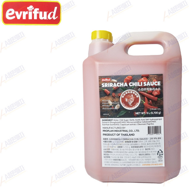 에브리푸드 스리라차 칠리소스, 1개, 5L