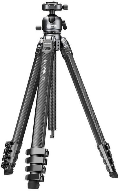 NEEWER LITETRIP LT38 155cm QR 여행 삼각대 카본제 경량 360° 팬틸트 저중심 볼, 1개, 상세페이지 참조