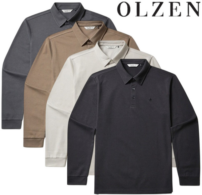 [백화점발송] 올젠 남성 티셔츠 카라 긴팔 피케 에리 베이직 등산 러닝 작업 근무 회사 상의