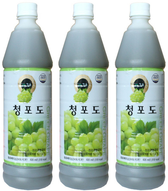 (메카몰) 청솔 청포도 원액, 835ml, 3개