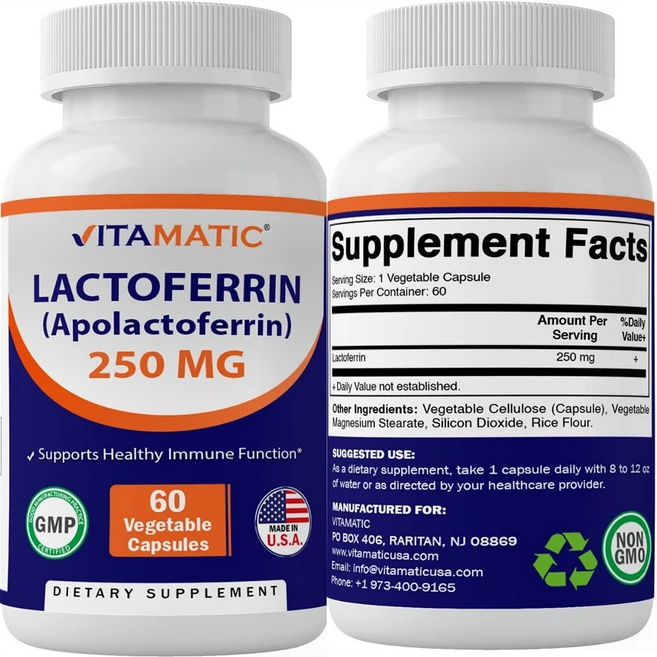 비타매틱 락토페린 Lactoferrin 250mg 60캡슐, 1개, 60정 - 쿠팡