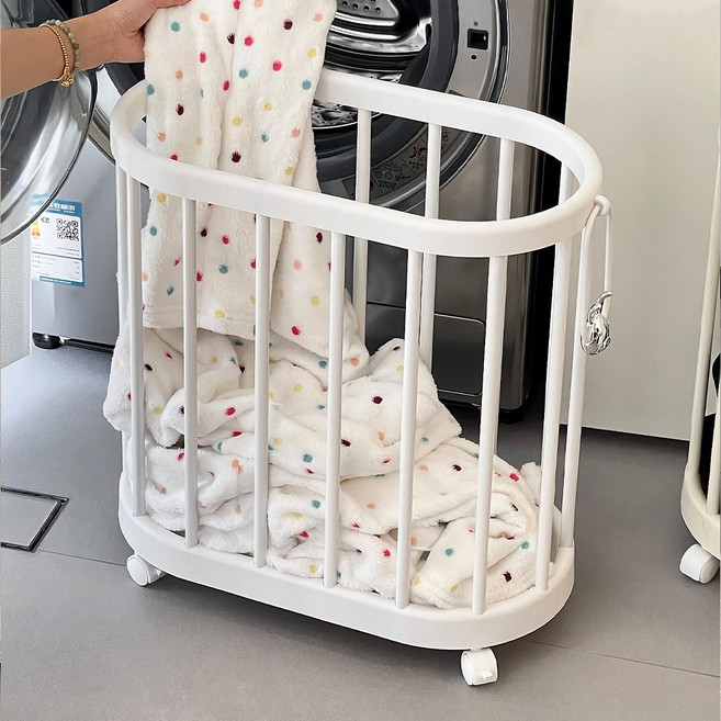 [SNS핫템] 루시아이 토끼 핸들 틈새 빨래바구니 3colors, 화이트