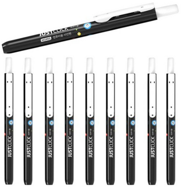 모리스 저스트클릭 노크식 컴퓨터용 사인펜 10개 세트, 노크식 컴퓨터용 싸인펜 10개 세트