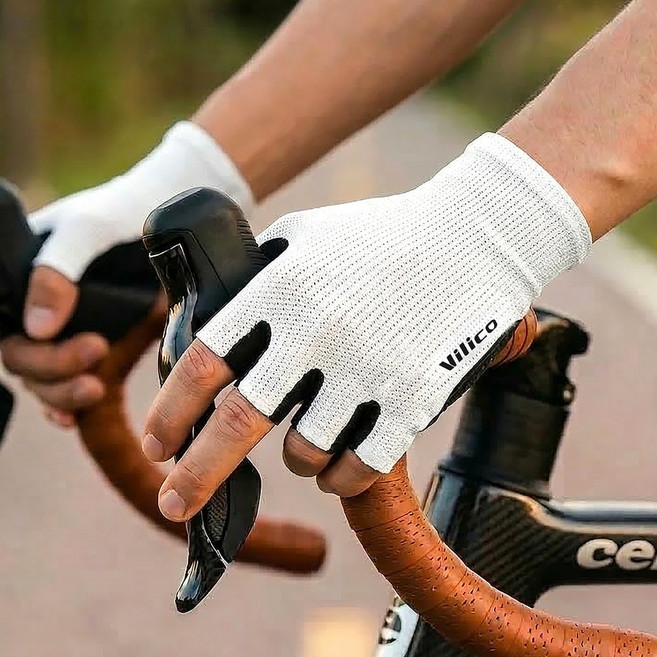 풀바잉 자전거 반장갑 쿠션패드 논슬립 메쉬, 1개, 화이트