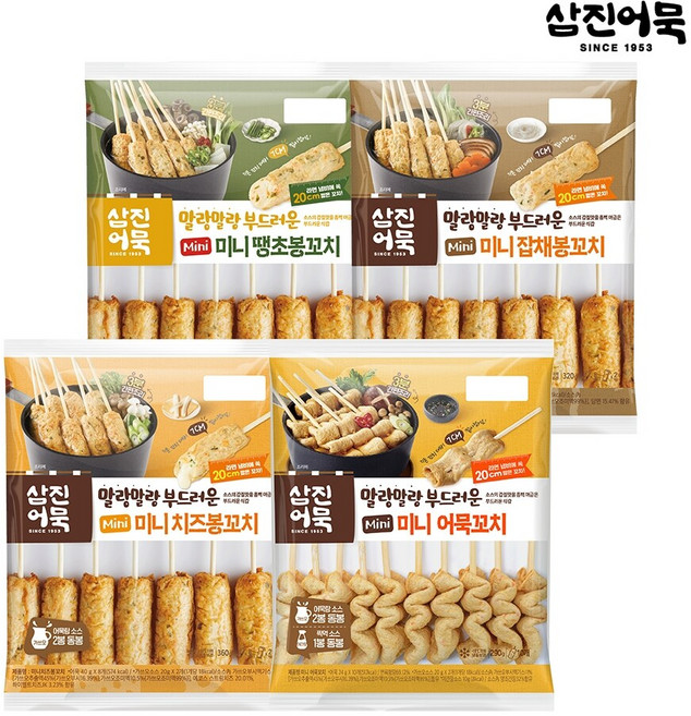 [삼진어묵] 미니 땡초봉+잡채봉+치즈봉+어묵꼬치, 1세트, 1.29kg