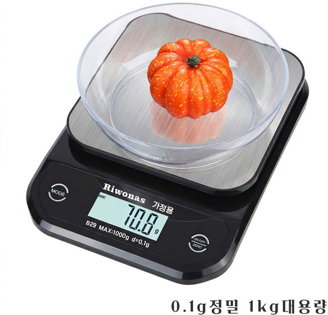 Riwonas 주방전자저울 정밀저울 계량전자저울 1KG/0.1G, 일반형 블랙, 1개, 블랙