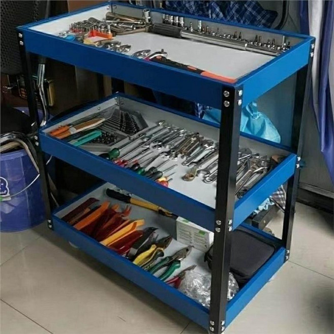 공구함 이동식 작업대 3단 이동식공구함 바퀴 수납함 카트 다이 서랍형 공구박스 트롤리, 1개