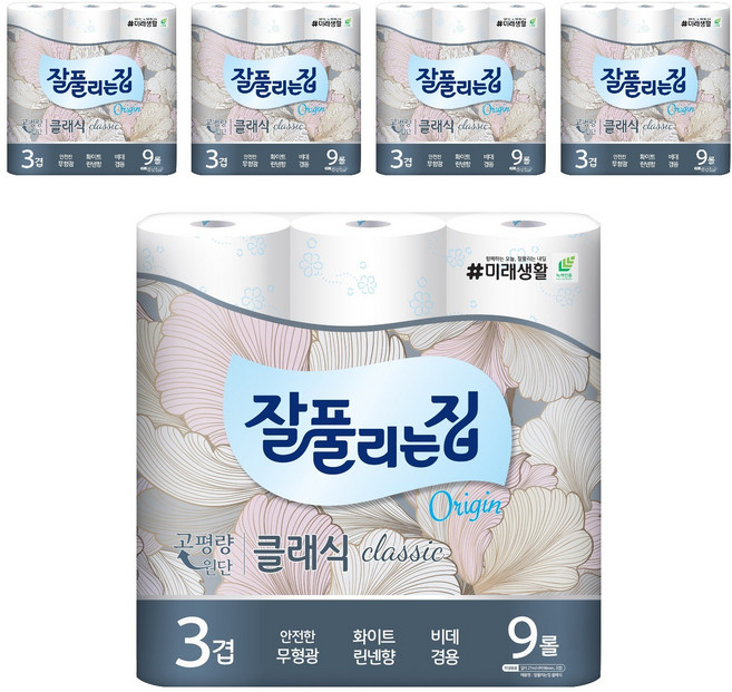 잘풀리는집 뉴 클래식 화장지, 27m, 9개입, 5개