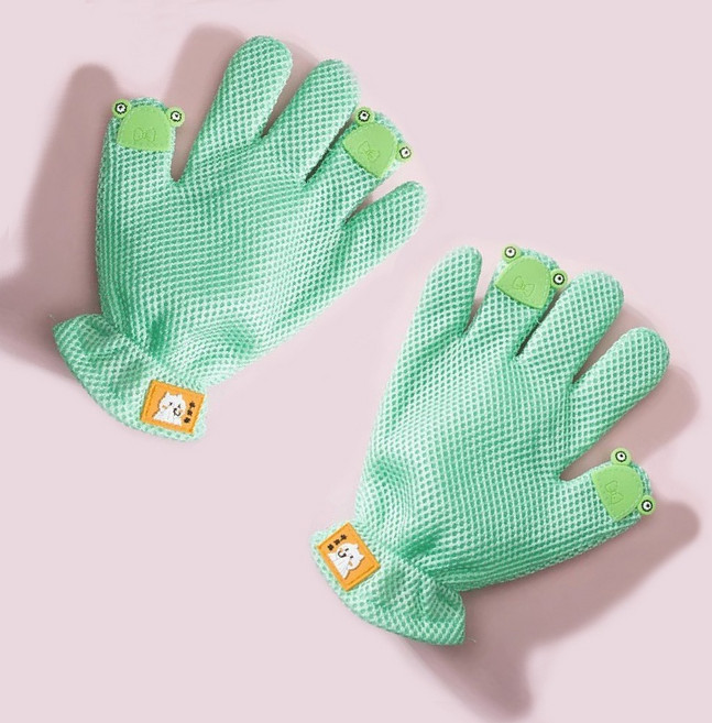 고냥냥 강아지 고양이 장갑 빗 왼손+오른손, 1세트, 민트