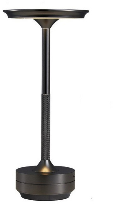 鋁合金觸控LED檯燈 無線充電 三色無極調光 USB-C接口 適用餐酒館臥室, 黑色2000毫安（觸摸開關+三色調光）