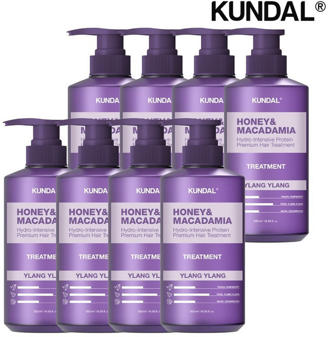 쿤달 허니 앤 마카다미아 단백질 트리트먼트 일랑일랑 500ml x8개, 8개