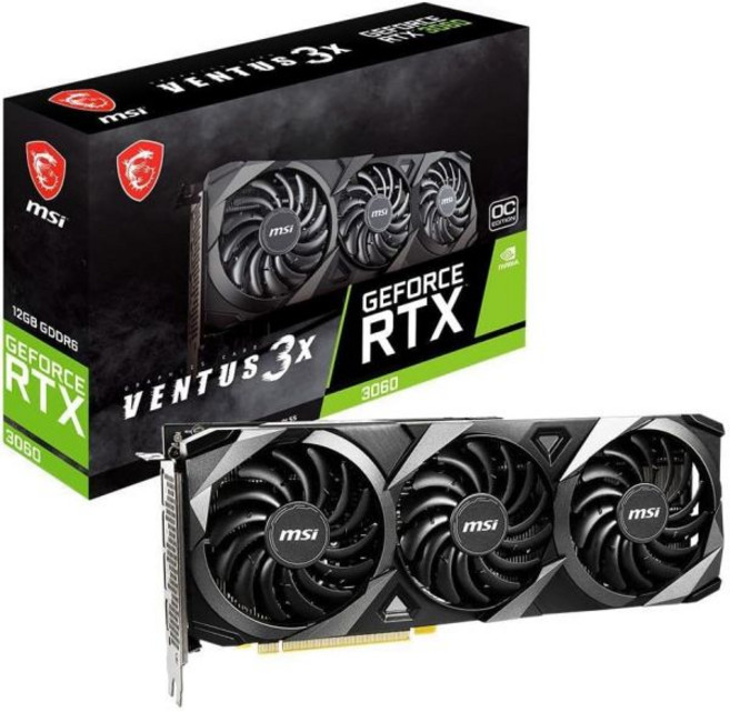MSI 트리플 팬 암페어 그래픽 카드 Gaming GeForce RTX 3060 12GB 15Gbps GDRR6 부스트 클럭: 1807MHz 192비트 113211, 4 VENTUS 3X 12G OC, -