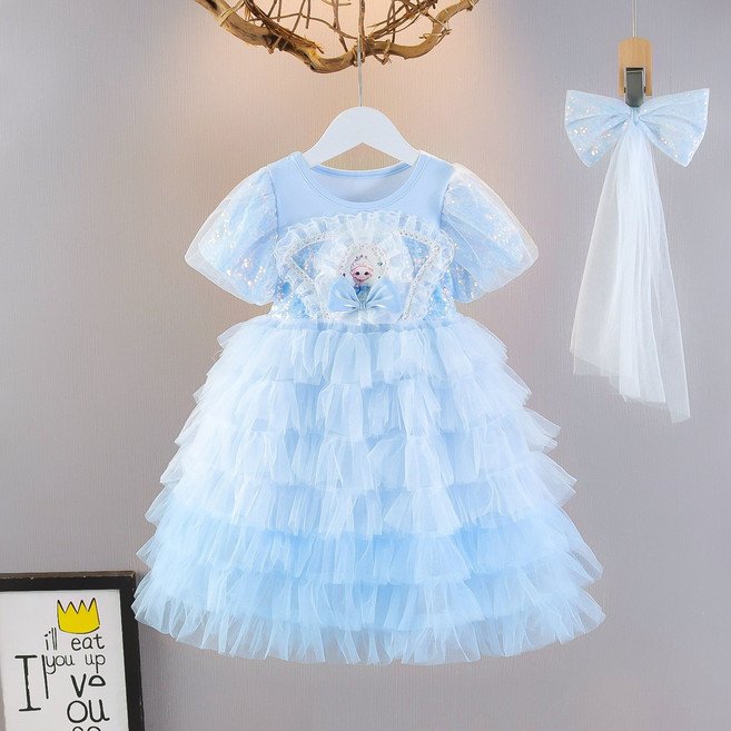 GOYES 겨울 왕국 엘사 공주 원피스 세트 레이스 원피스 세트