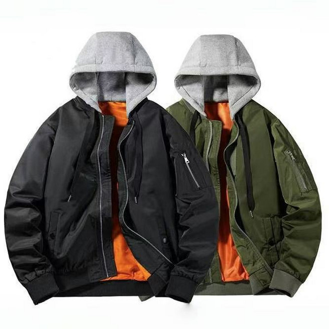 에쥬아 남성 항공 점퍼 배색 후드 집업 빅사이즈 야구점퍼