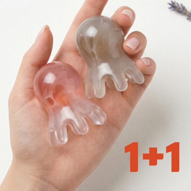 어반잇 문어 두피 괄사 마사지기 1+1, 핑크+그레이, 1개
