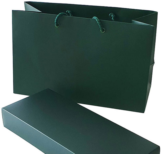 하이패키지 화과자박스가방10구 무광 녹색 쇼핑백 5개