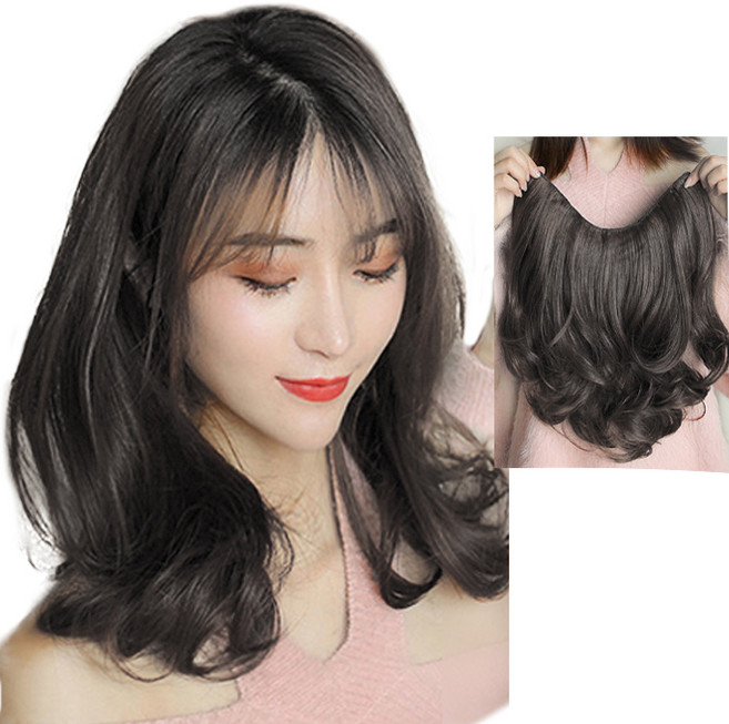 이쁘다샵 가발위드 1피스 웨이브 볼륨머리 헤어펌 헤어피스, 다크블랙35cm, 1개