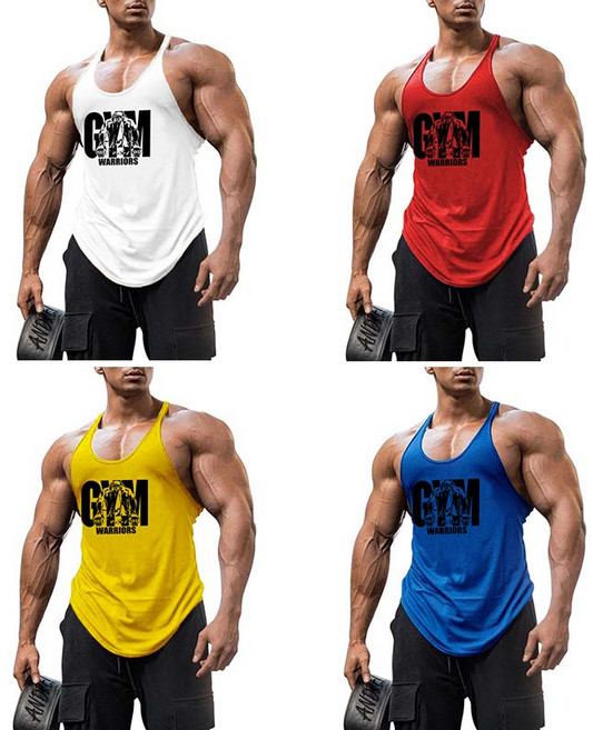 GYM 워리어 머슬가이 덤벨 망고 나시 헬스 나시티