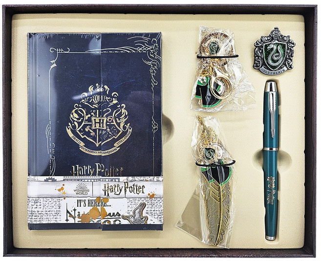 해리포터 굿즈 볼펜 + 하드커버노트 + 키링 + 책깔피 + 뱃지 세트/ 볼펜 색상 선택/, 3. 슬리데린 컨셉 세트