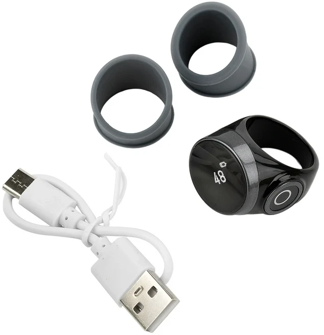 무슬림용 스마트 카운터 링 Zikr 디지털 Tasbeeh 5 기도 시간 링 (녹색), 04 Black