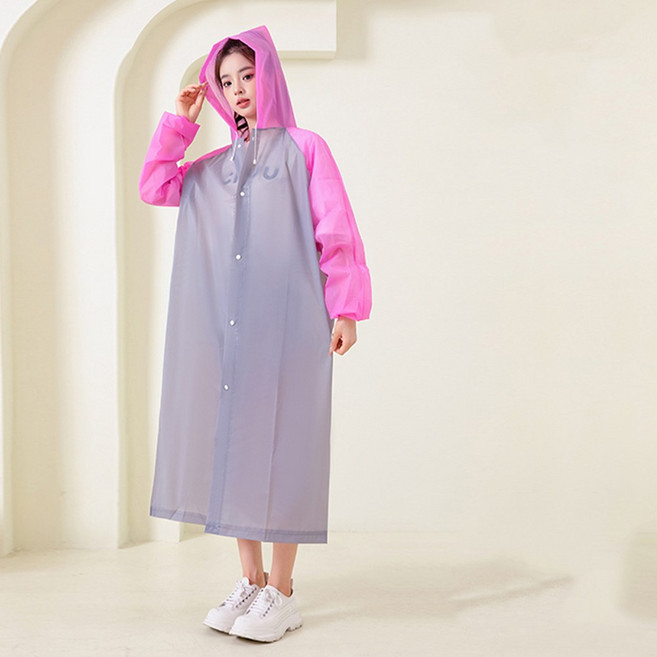 루모로 성인 다회용 우비 여성 레인코트, 1개, 핑크