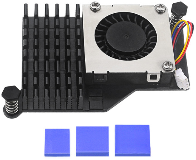 Raspberry Pi 5 용 알루미늄 방열판 액티브 쿨러 PWM 속도 조절 가능 선풍기 블랙 실버 블루 냉각 라디에이, 1개, 02 Black