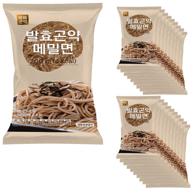 100g당 7kcal 빼빼곤약 발효곤약메밀면200g x 20팩, 200g, 20개
